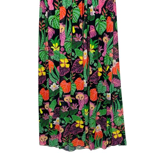 Betsey Johnson L NEW Paulina Tropical Print Halter Maxi Dress In Raven Black - Picture 6 of 11